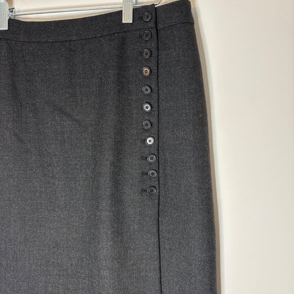 Ann Taylor Womens Button Accent Gray Wool Knee Length Pencil Skirt Black Size 8 - Picture 3 of 13